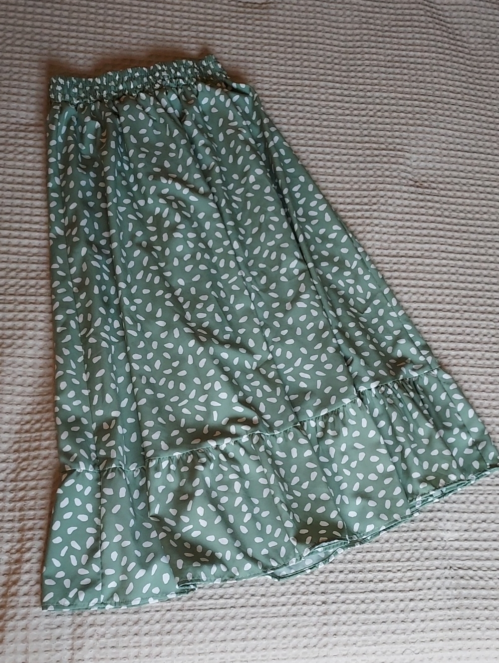 SHEIN Sage Green Maxi Skirt with White Dot Print